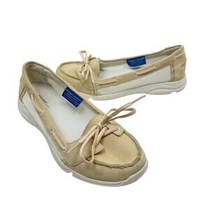 Rockport | Cream & White Suede Leather Washable Slip On Comfort Boat Shoes